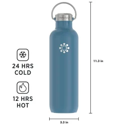 Lifefactory Stainless Steel Double Wall Insulated Water Bottle, 32 oz., Dark Denim (LIFLS365MDD4)