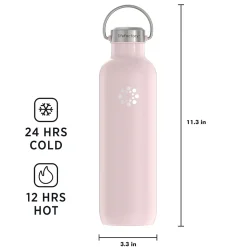 Lifefactory Stainless Steel Double Wall Insulated Water Bottle, 32 oz., Desert Rose (LIFLS365MDR4)