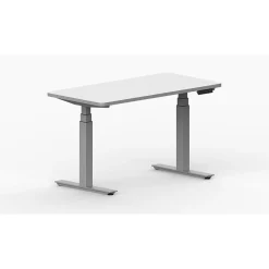 LifeFlo Ergonomics Height Adjustable Desk, 60" W x 30" D x 1 1/8" Thick, White (LFO-6030-E2-WH)