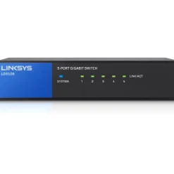 Linksys 5-Port Gigabit Ethernet Unmanaged Switch, Up to 1000 Mbps, Black (LNKLGS105)