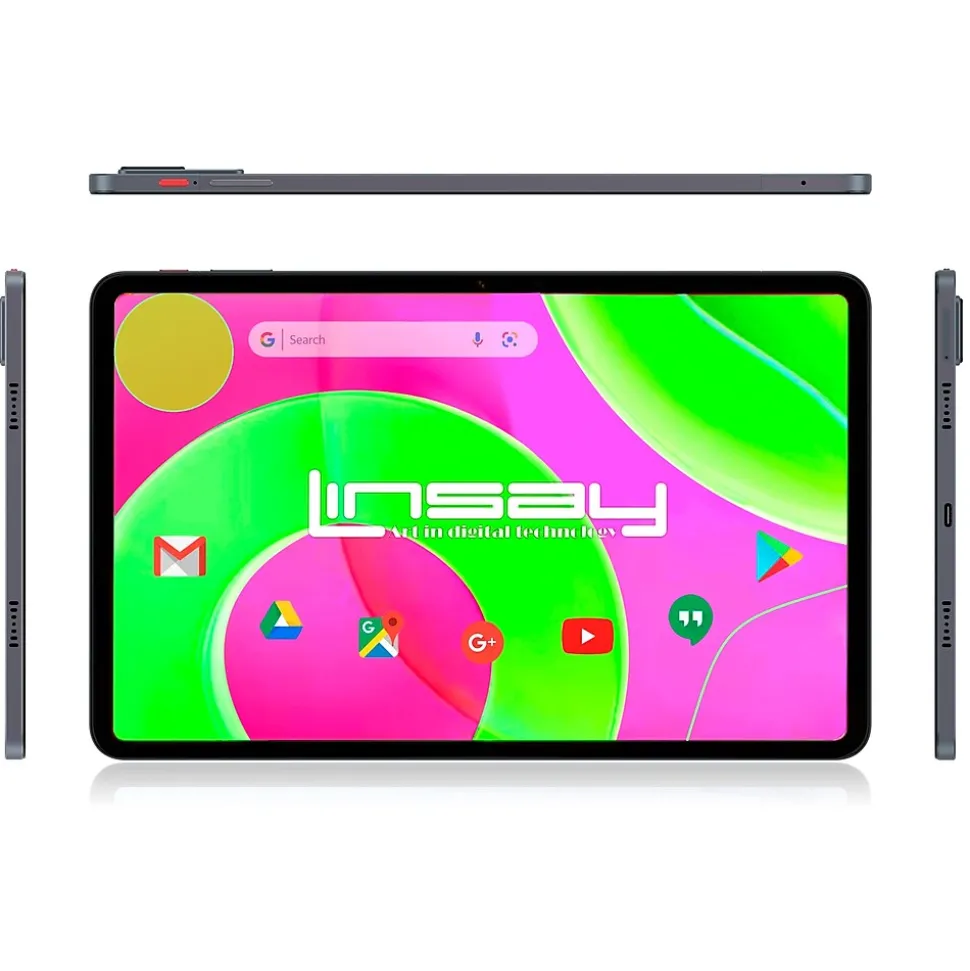 LINSAY 12 Octa Core 8GB Ram 256GB Storage Android 14 Tablet with Black Style Keyboard
