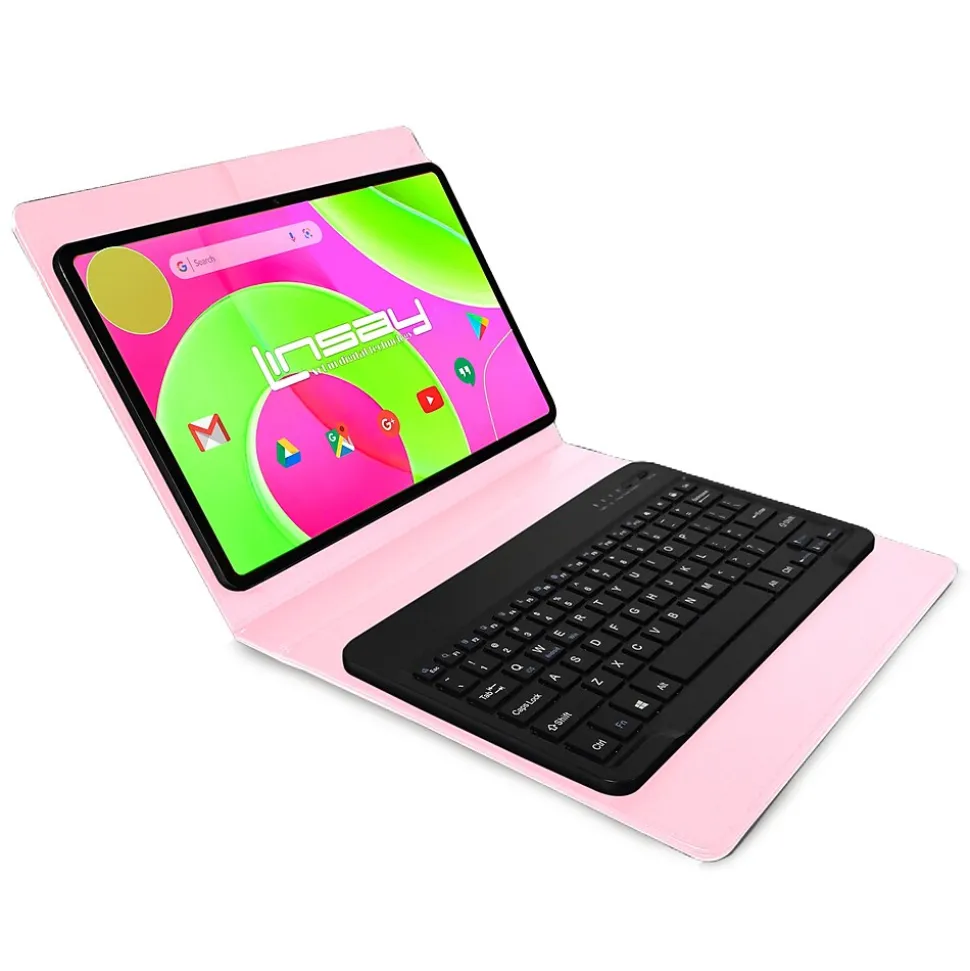 LINSAY 12 OCTA CORE 8GB RAM 256GB STORAGE Android 14 BUNDLE with PINK KEYBOARD CASE and TABLET BRIEFCASE