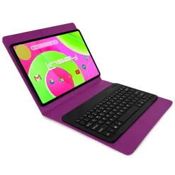 LINSAY 12" Octa Core Tablet, 8GB RAM, 256GB Storage, Android 14, Bundled with Purple Style Keyboard and Stylus Pen