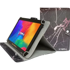 Linsay 10.1" Tablet with Case, WiFi, 2GB RAM, 64GB Storage, Android 13, Black with Black/Pink Marble (F10IPBAPI)