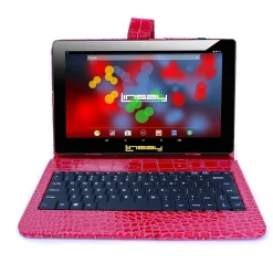 LINSAY F10 Series 10.1" Tablet, WiFi, 2GB RAM, 64GB , Android 13, Black w/Red Crocodile Keyboard (F10XIPSBKCOREDW)