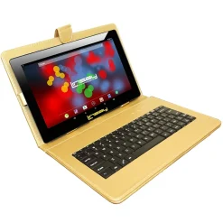 LINSAY F10 Series 10.1" Tablet, WiFi, 2GB RAM, 64GB Storage, Android 13, Black w/Golden Keyboard (F10XIPSBDG)