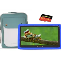 Linsay Kids' 7" Tablet with Case, Kids' Bag, and microSD Card, Wi-Fi, 2 GB RAM, 64GB, Android 13, Blue (F7UHDKIDSBBSD)