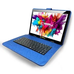 Linsay Octa Core 10.1" Tablet, 4GB RAM, 128GB Storage, Android 13, Bundled with Blue Keyboard Case, Briefcase, and Stylus Pen