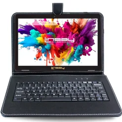 Linsay Octa Core 10.1" Tablet, 4GB RAM, 128GB Storage, Android 13, Bundled with Black Keyboard and Stylus Pen