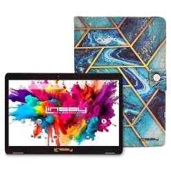 Linsay Octa Core 10.1" Tablet, 4GB RAM, 128GB Storage, Android 13, Bundled with Art and Ocean Case and Stylus Pen