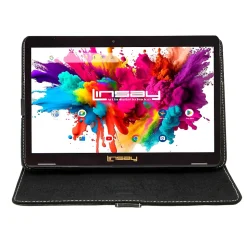 Linsay Octa Core 10.1" Tablet, 4GB RAM, 128GB Storage, Android 13 OS, Bundled with Black Leather Case and Stylus Pen