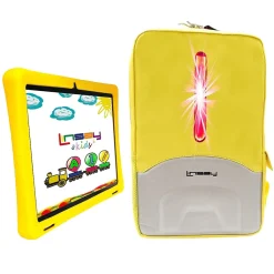 Linsay Octa Core 10.1" Tablet, 4GB RAM, 128GB Storage, Android 13, Bundled with Yellow Kids Case, Earphones, LED Backpack