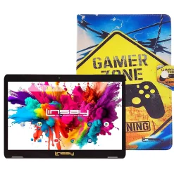 Linsay Octa Core 10.1" Tablet, 4GB RAM, 128GB Storage, Android 13, Bundled with Gamer Shape Case and Stylus Pen