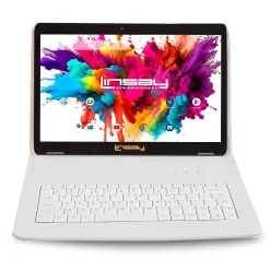 LINSAY 10.1"Octa Core Tablet, WiFi, 128GB, Andriod, White Crocodile Style Keyboard