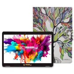 LINSAY 10.1"OCTA CORE 128GB Storage Android 13 Tablet with Tree Marble Case snd Pen Stylus