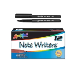Liqui-Mark Note Writer Fiber Point Markers, Black, 12Ea/Dz (14940BKBX)