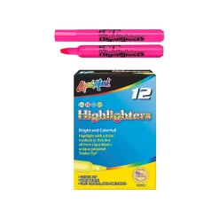 Liqui-Mark Tank Fluorescent Highlighter, Chisel Tip, Pink, Dozen (60622)