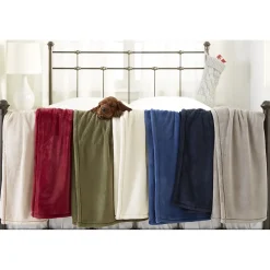 L.L.Bean Wicked Plush Throw, Bayside Blue Heather, Large (1000199243)