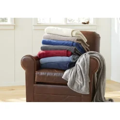 L.L.Bean Wicked Plush Throw, Large, Charcoal Gray Heather (1000095161)