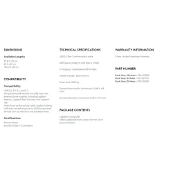 Logitech 147.6' Strong USB Cable, Dark Gray (939-001805)