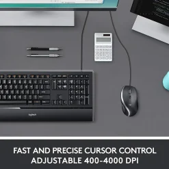 Logitech Advanced Ergonomic Ambidextrous Optical USB Mouse, Black (910-007476)