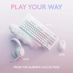 Logitech Aurora G705 Wireless Optical Gaming Mouse, White Mist (910-006365)