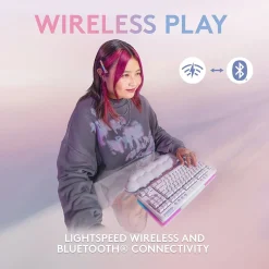 Logitech Aurora G715 Wireless Ergonomic Gaming Keyboard, White Mist (920-010453)