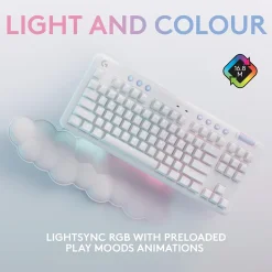 Logitech Aurora G715 Wireless Ergonomic Gaming Keyboard, White Mist (920-010453)