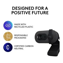 Logitech Brio 100 Full HD 1080p Webcam, 2 Megapixels, Graphite (960-001580)