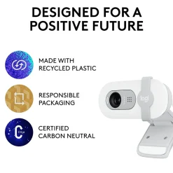 Logitech Brio 100 HD 1080p Webcam, 2 Megapixels, Off-White (960-001616)