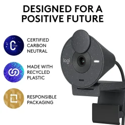 Logitech Brio 300 HD 1080p Webcam, 2 Megapixels, Graphite (960-001497)
