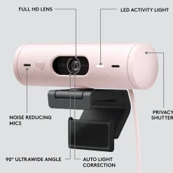 Logitech Brio 500 HD Webcam, 4 Megapixels, Rose (960-001432)
