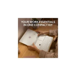 Logitech Casa Pop-Up Desk Work From Home Kit: Laptop Stand, Keyboard, Touchpad & Storage, Nordic Calm (920-011238)