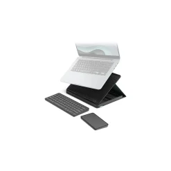 Logitech Casa Pop-Up Desk Work From Home Kit: Laptop Stand, Keyboard, Touchpad & Storage, Classic Chic (920-011236)