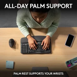 Logitech Ergo Series Wave Keys Wireless Ergonomic Keyboard, Graphite (920-011898)