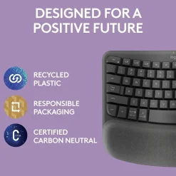 Logitech Ergo Series Wave Keys Wireless Ergonomic Keyboard, Graphite (920-011898)