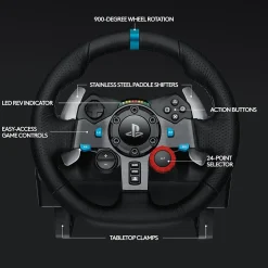 Logitech G G29 Driving Force 941-000110 Gaming Steering Wheel for PS3 & PS4, Cable, Black