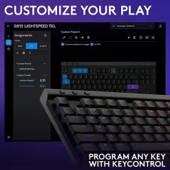 Logitech G515 LIGHTSPEED TKL Wireless Gaming Mechanical Keyboard, Black (920-012423)