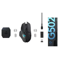 Logitech G502 LIGHTSPEED Wireless Ambidextrous Optical USB Gaming Mouse, Black (910-005565)