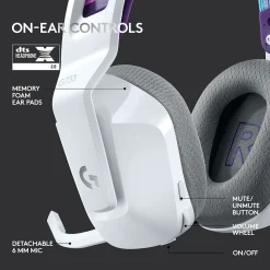 Logitech G Series G733 Wireless Over-the-Ear Gaming Headset, White (981-000882)