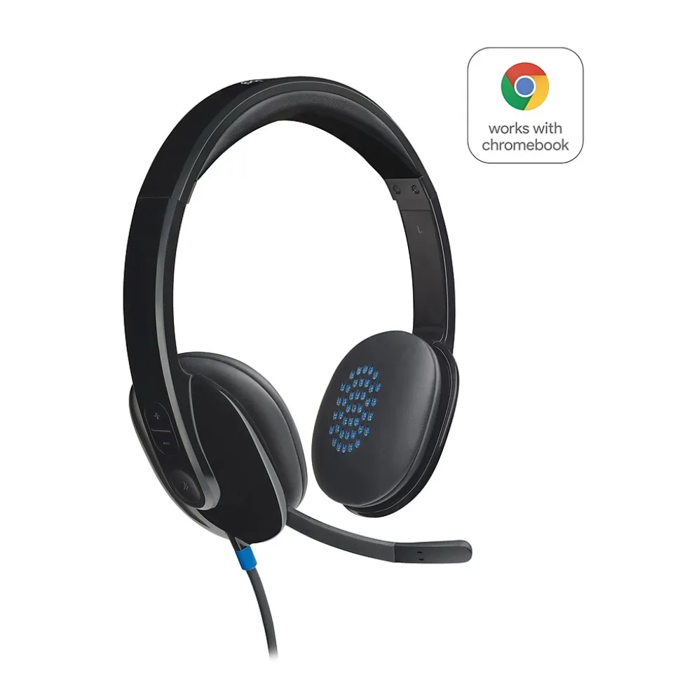 Logitech H540 Computer HD Headset, Over-the-Head, Black (981-000510)