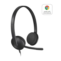 Logitech H340 Computer Headset, Over-the-Head, Black (981-000507)