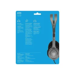 Logitech H111 3.5mm Stereo Computer Headset, On-Ear, Black (981-000612)