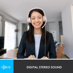 Logitech H390 Noise Canceling Stereo Headset, Rose (981-001280)