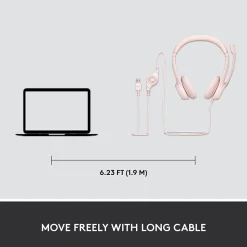 Logitech H390 Noise Canceling Stereo Headset, Rose (981-001280)