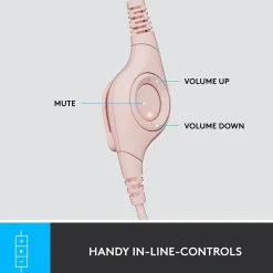 Logitech H390 Wired Headset For PC/Laptop, Rose Noise Canceling Stereo Computer Headset, USB-A (981-001280)