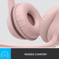 Logitech H390 Wired Headset For PC/Laptop, Rose Noise Canceling Stereo Computer Headset, USB-A (981-001280)
