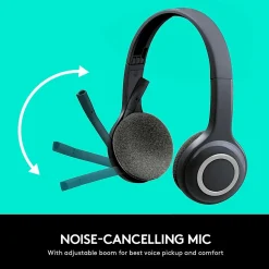 Logitech H600 Wireless Computer Headset, Over-the-Head, Black