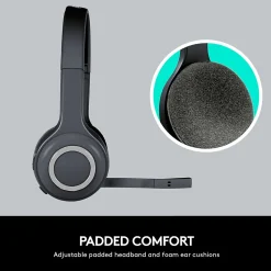 Logitech H600 Wireless Computer Headset, Over-the-Head, Black