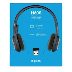 Logitech H600 Wireless Computer Headset, Over-the-Head, Black
